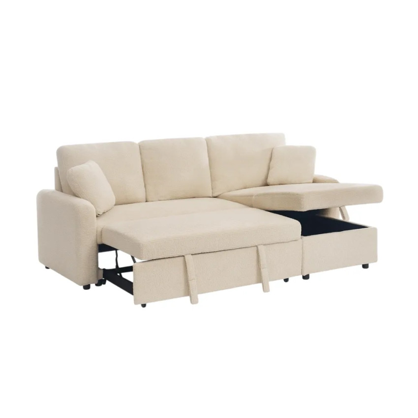 Divano ad angolo convertibile 3 posti chaise longue bouclé Tamanu