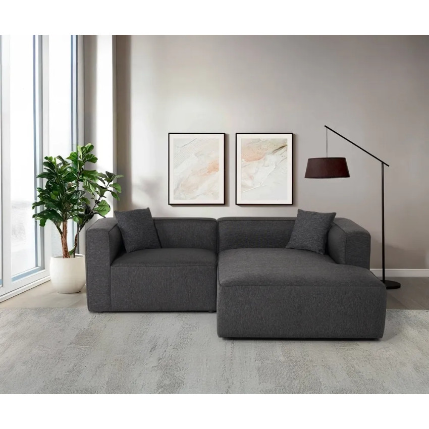 Divano angolare modulare a 3 posti chaise longue tessuto Ontano