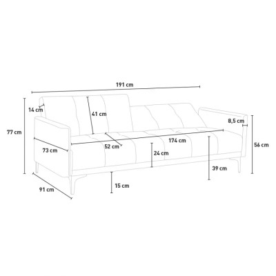 Divano 3 posti clic clac in velluto dal design moderno Catalpa