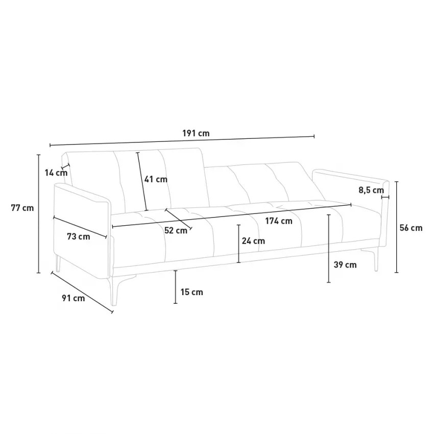Divano 3 posti clic clac in velluto dal design moderno Catalpa