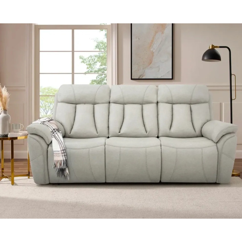 Divano relax elettrico 3 posti schienale reclinabile 2 USB Ippocastano