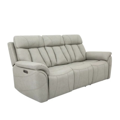 Divano relax elettrico 3 posti schienale reclinabile 2 USB Ippocastano