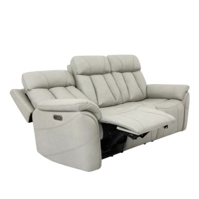 Divano relax elettrico 3 posti schienale reclinabile 2 USB Ippocastano