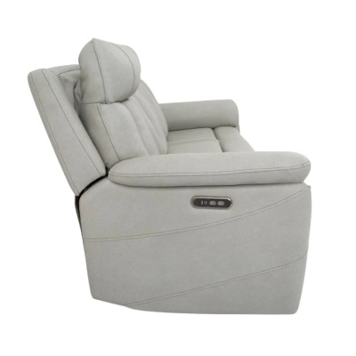 Divano relax elettrico 3 posti schienale reclinabile 2 USB Ippocastano