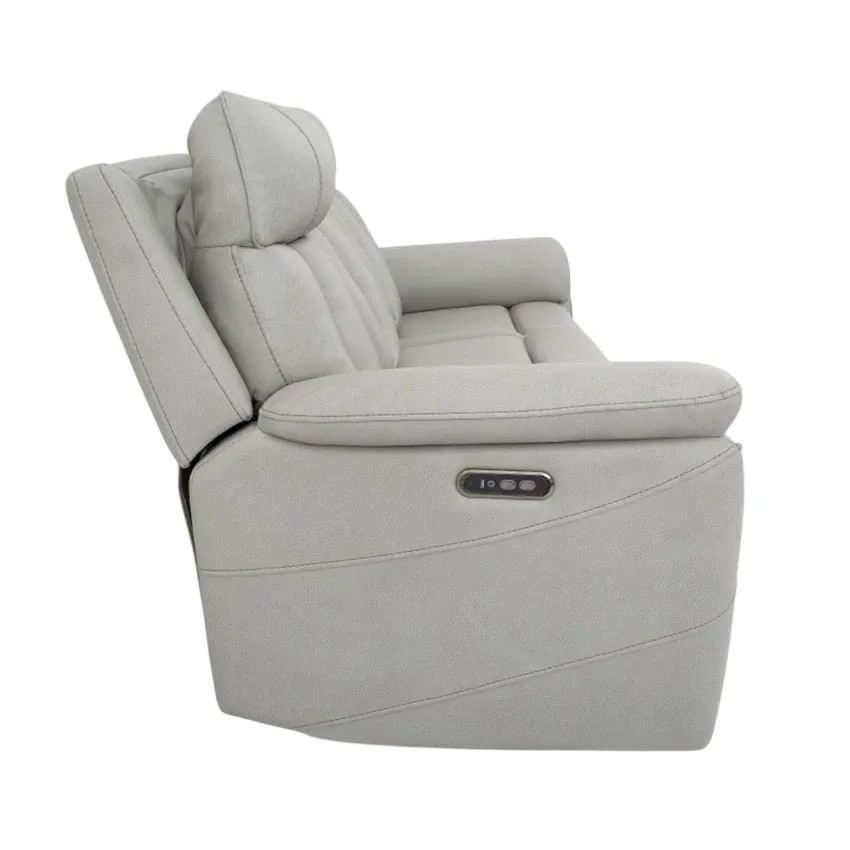 Divano relax elettrico 3 posti schienale reclinabile 2 USB Ippocastano