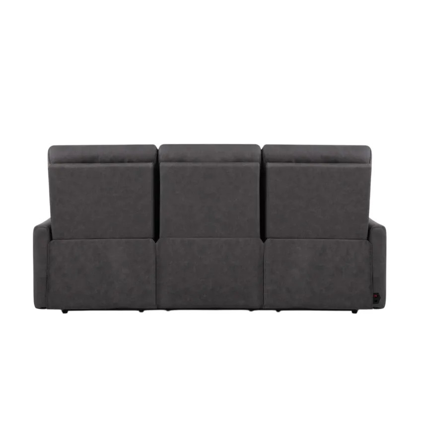 Divano reclinabile elettrico 3 posti in similpelle con due USB Robinia
