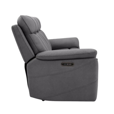 Divano reclinabile elettrico 3 posti in similpelle con due USB Robinia