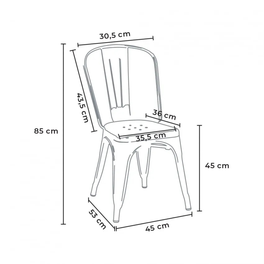 Set di 20 sedie industriali stile metallo per cucina e bar Hanoi