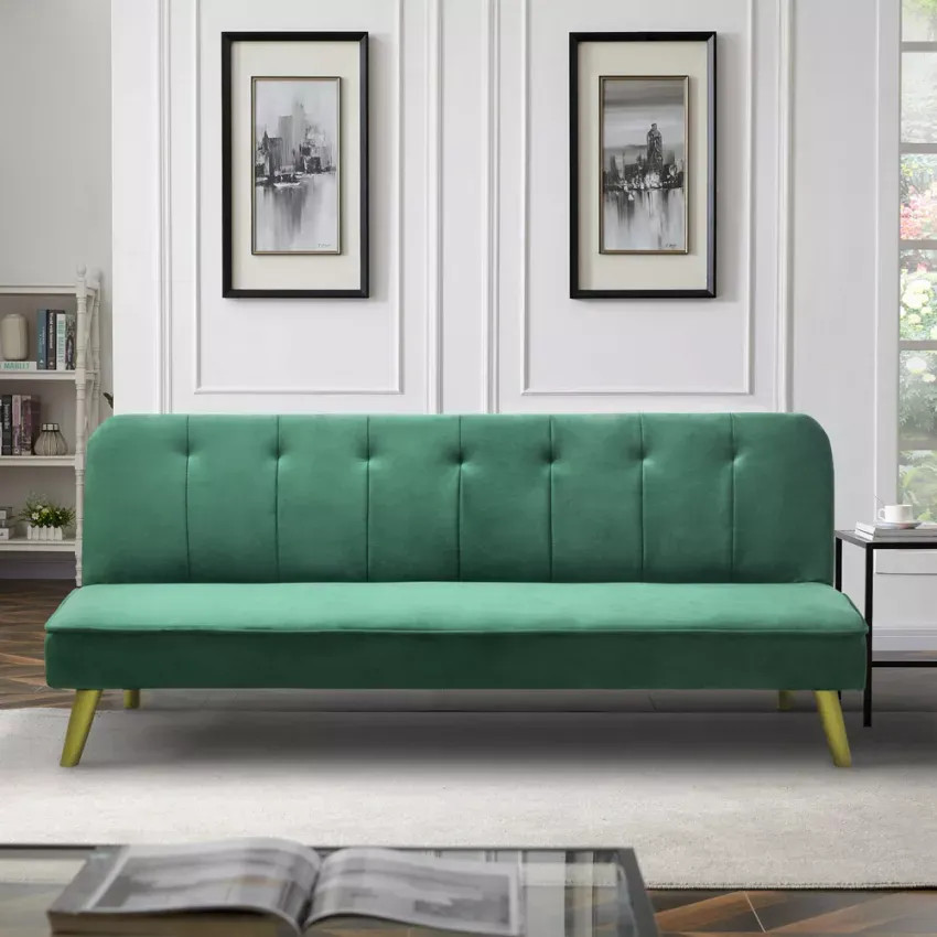 Divano convertibile 2 posti in tessuto velluto design moderno Paulonia