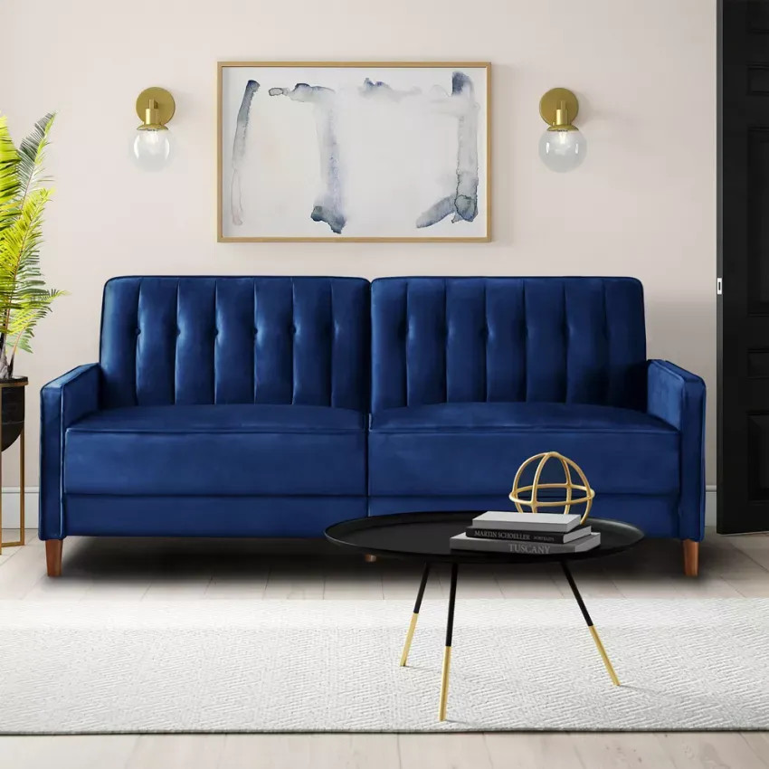 Divano convertibile 2 posti in tessuto velluto design Jacaranda