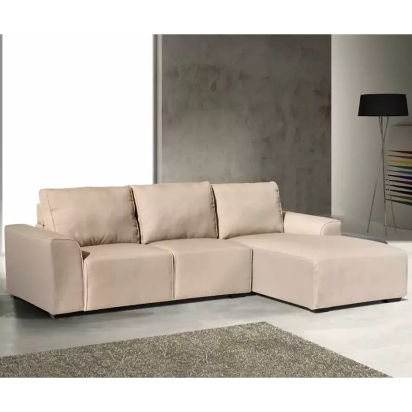 Divano ad angolo destro chaise longue 3 posti tessuto Ginkgo biloba