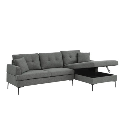 Divano ad angolo 3 posti tessuto chaise longue contenitore Salice