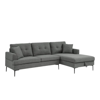 Divano ad angolo 3 posti tessuto chaise longue contenitore Salice