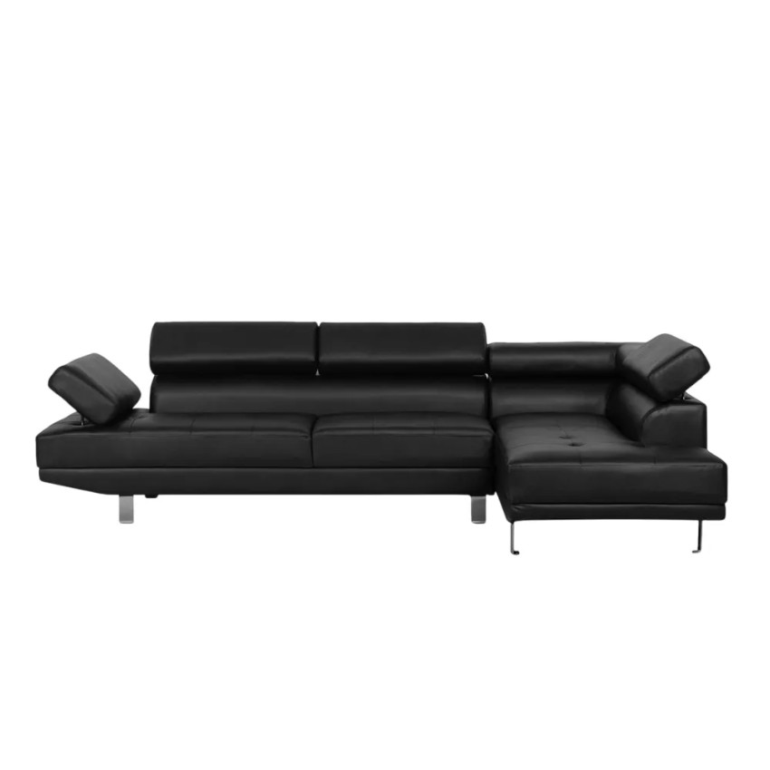Divano ad angolo similpelle grigia chaise longue poggiatesta Tiglio