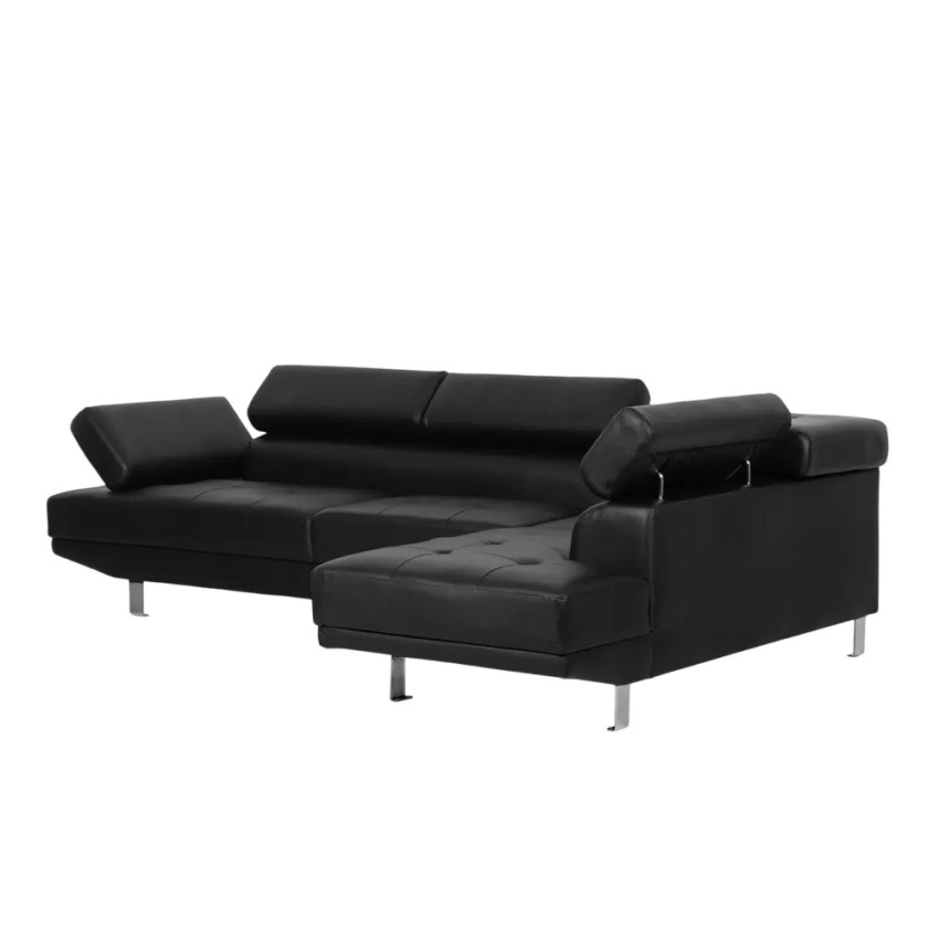 Divano ad angolo similpelle grigia chaise longue poggiatesta Tiglio