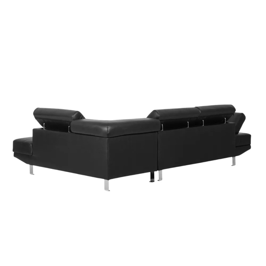 Divano ad angolo similpelle grigia chaise longue poggiatesta Tiglio