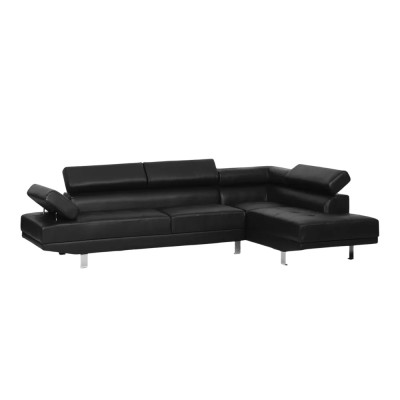 Divano ad angolo similpelle grigia chaise longue poggiatesta Tiglio
