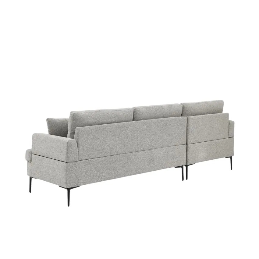 Divano angolare 3 posti con chaise longue box tessuto grigio Betulla