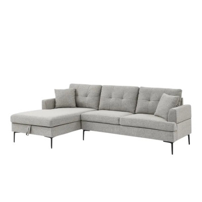 Divano angolare 3 posti con chaise longue box tessuto grigio Betulla