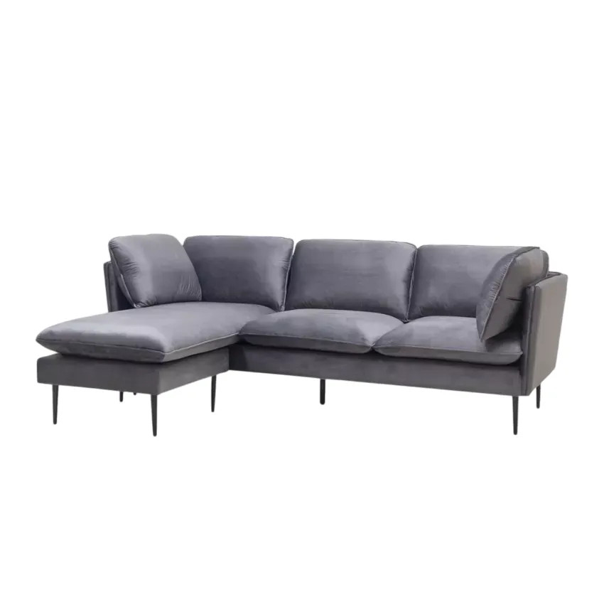 Divano ad angolo 3 posti modulabile grigio piedi neri Cinnamomum