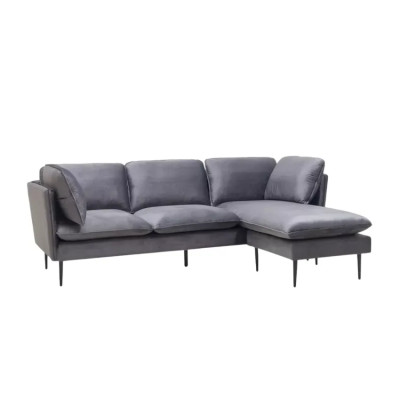 Divano ad angolo 3 posti modulabile grigio piedi neri Cinnamomum