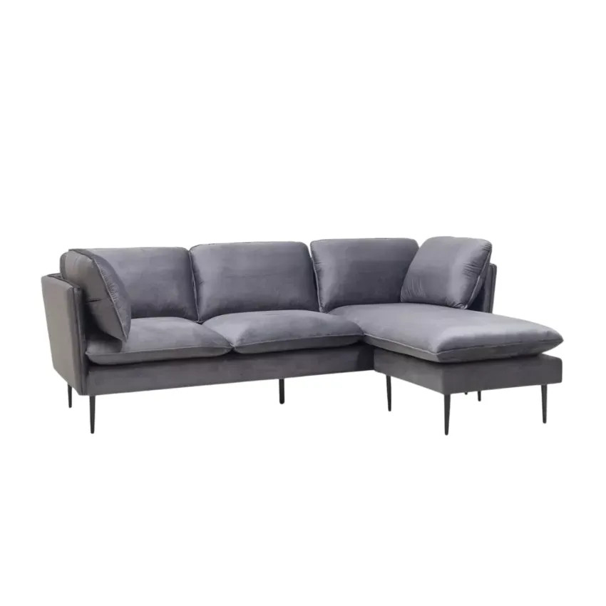 Divano ad angolo 3 posti modulabile grigio piedi neri Cinnamomum