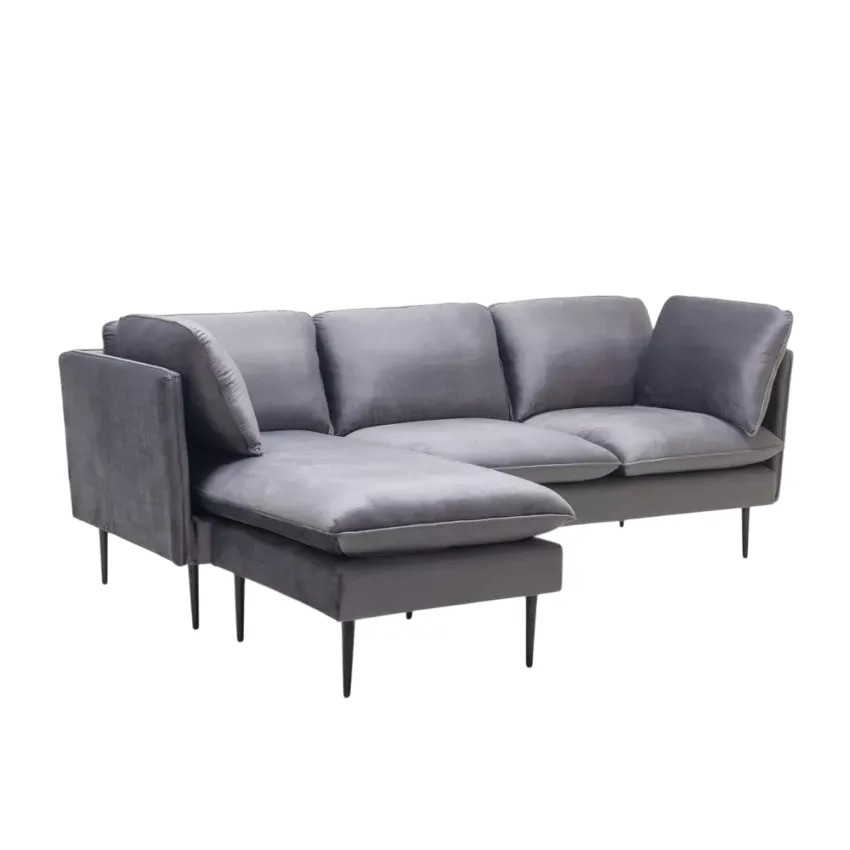 Divano ad angolo 3 posti modulabile grigio piedi neri Cinnamomum