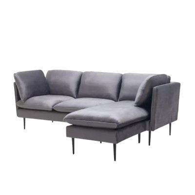 Divano ad angolo 3 posti modulabile grigio piedi neri Cinnamomum