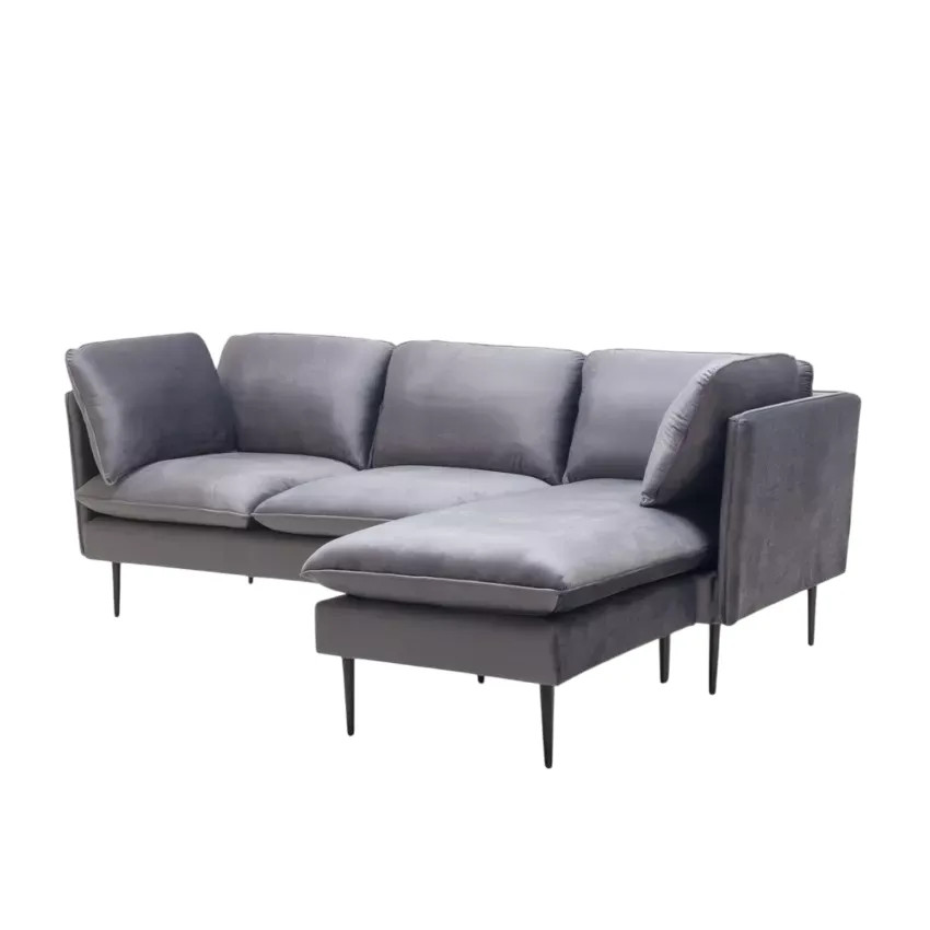 Divano ad angolo 3 posti modulabile grigio piedi neri Cinnamomum