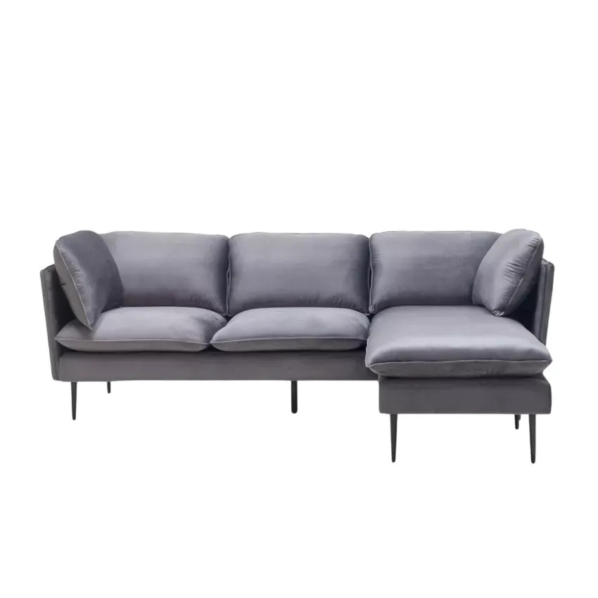 Divano ad angolo 3 posti modulabile grigio piedi neri Cinnamomum