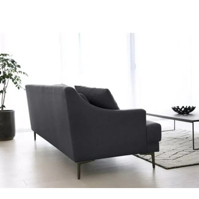 Divano 3 posti confortevole design piedi metallo tessuto nero Dracena