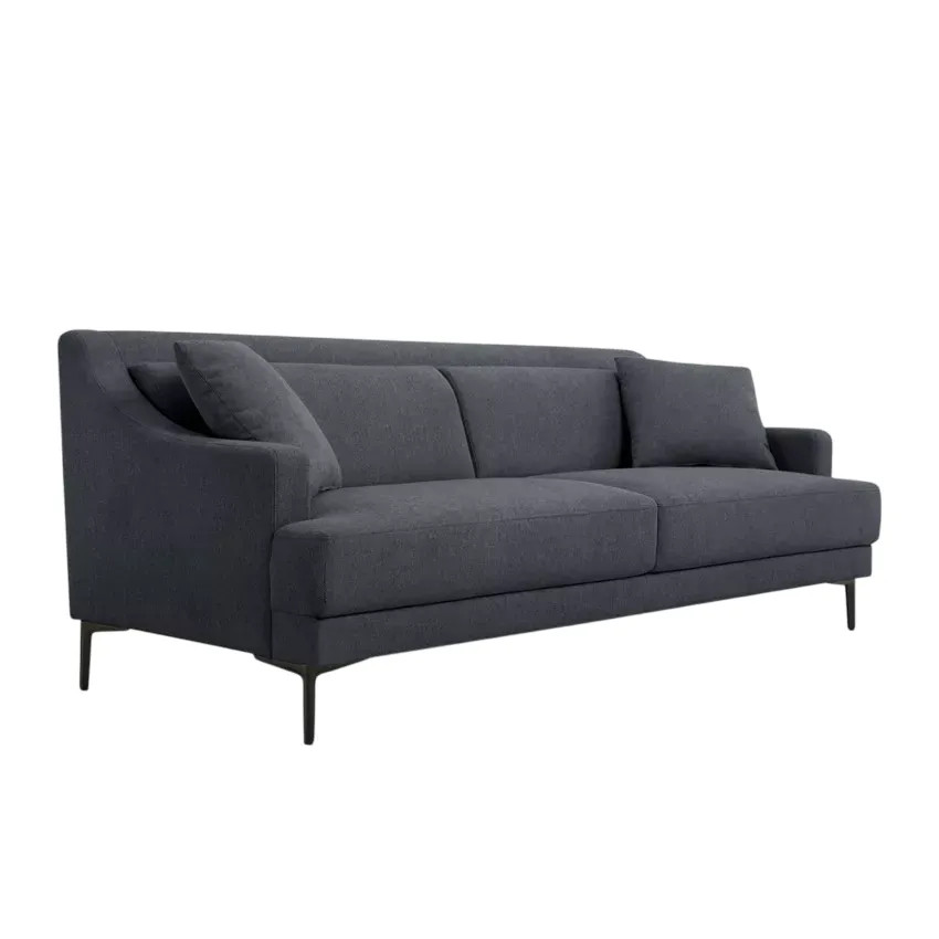 Divano 3 posti confortevole design piedi metallo tessuto nero Dracena
