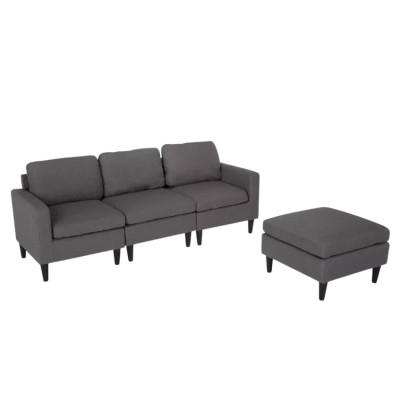 Divano 3 posti chaise longue braccioli in tessuto soggiorno Jacaranda