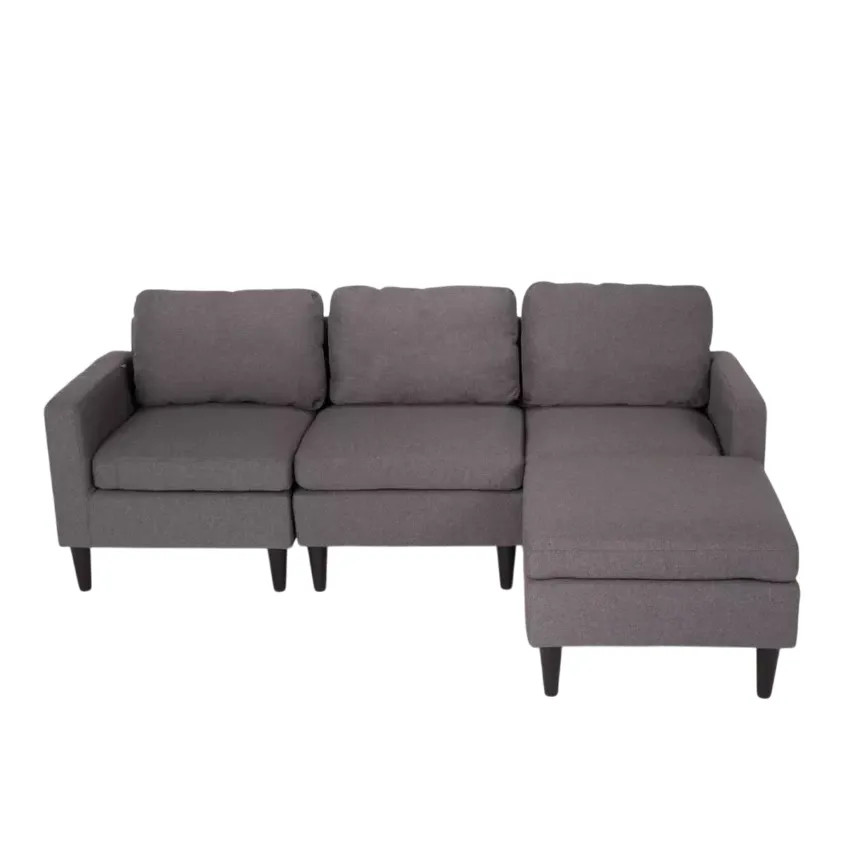 Divano 3 posti chaise longue braccioli in tessuto soggiorno Jacaranda