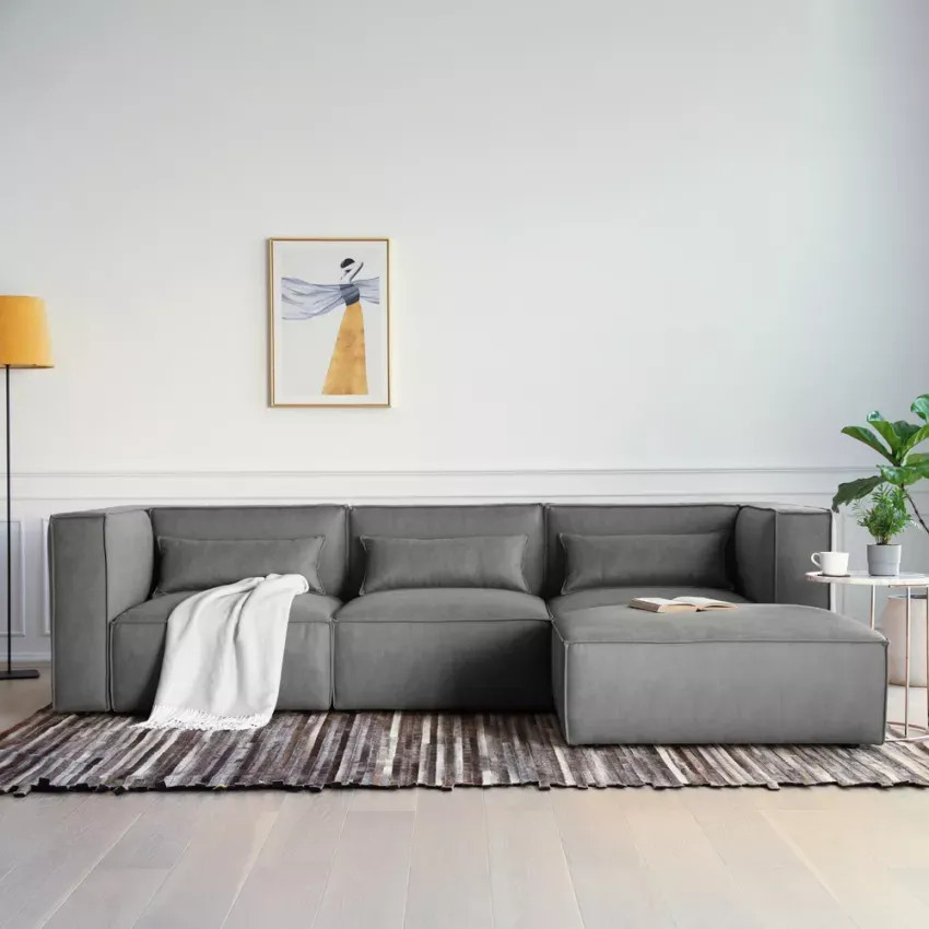 Divano 3 posti modulare moderno tessuto chaise longue Ginkgo biloba