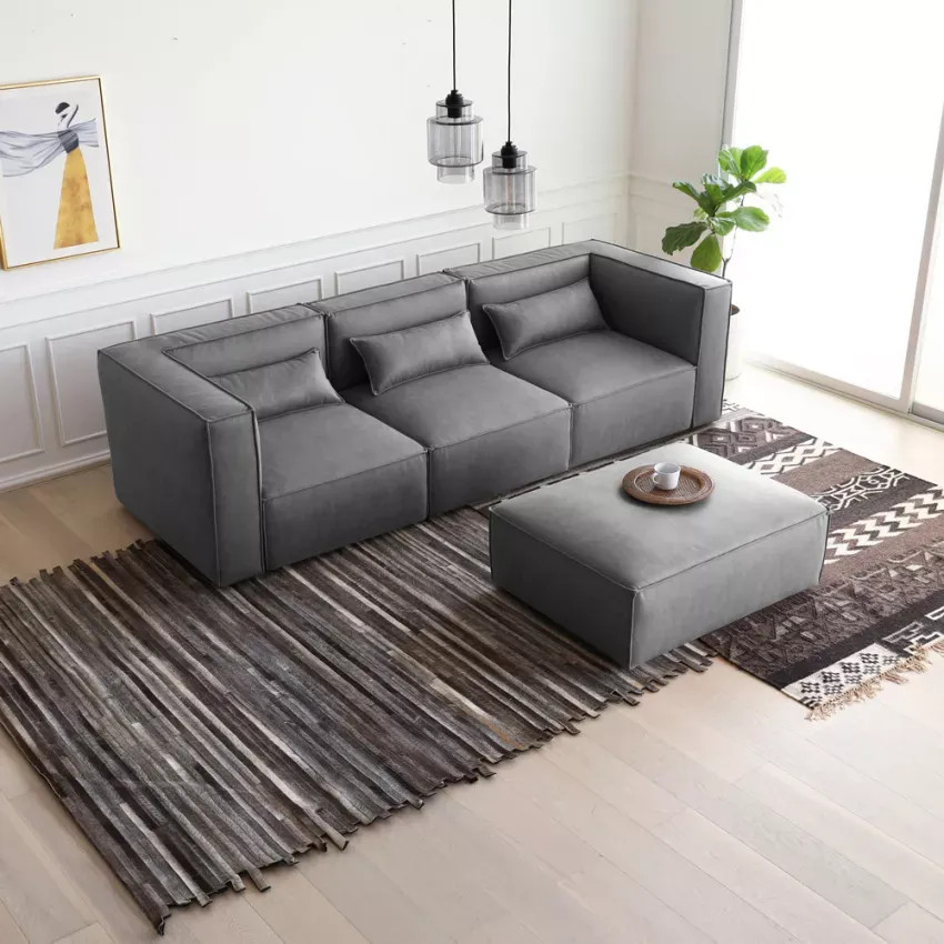 Divano 3 posti modulare moderno tessuto chaise longue Ginkgo biloba