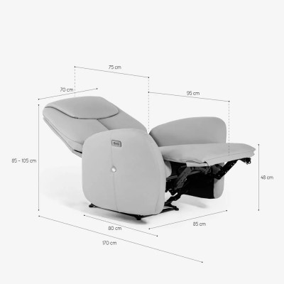 Poltrona relax elettrica reclinabile moderna con USB Pallas