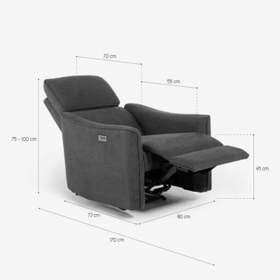 Poltrona relax elettrica ergonomica reclinabile tessuto con USB Gaspra