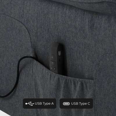 Poltrona relax elettrica con ruote e porta USB tessuto Cielo