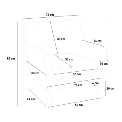 Poltrona design moderno stile nordico in legno e tessuto Asteroide