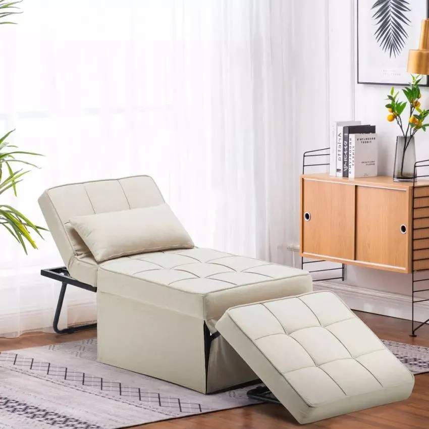 Pouf letto singolo convertibile in tessuto Vesta