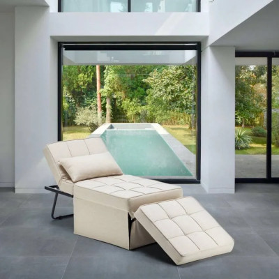 Pouf letto singolo convertibile in tessuto Vesta