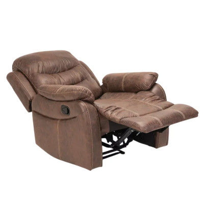 Poltrona relax reclinabile manuale con poggiapiedi in similpelle Draco