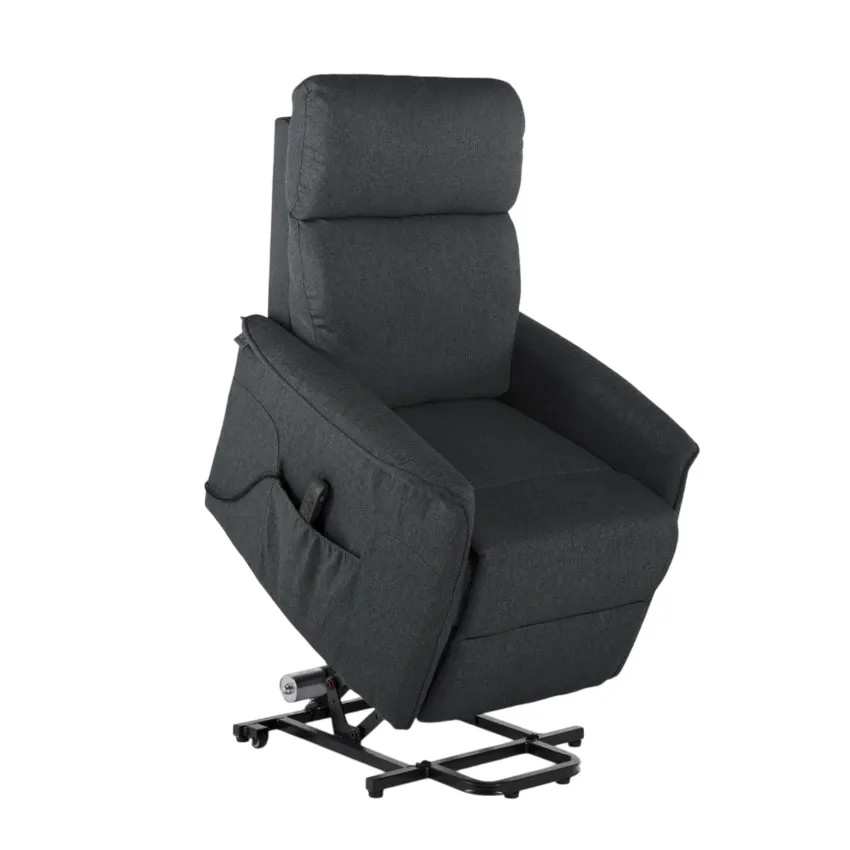 Poltrona relax elettrica con ruote e porta USB tessuto Cielo