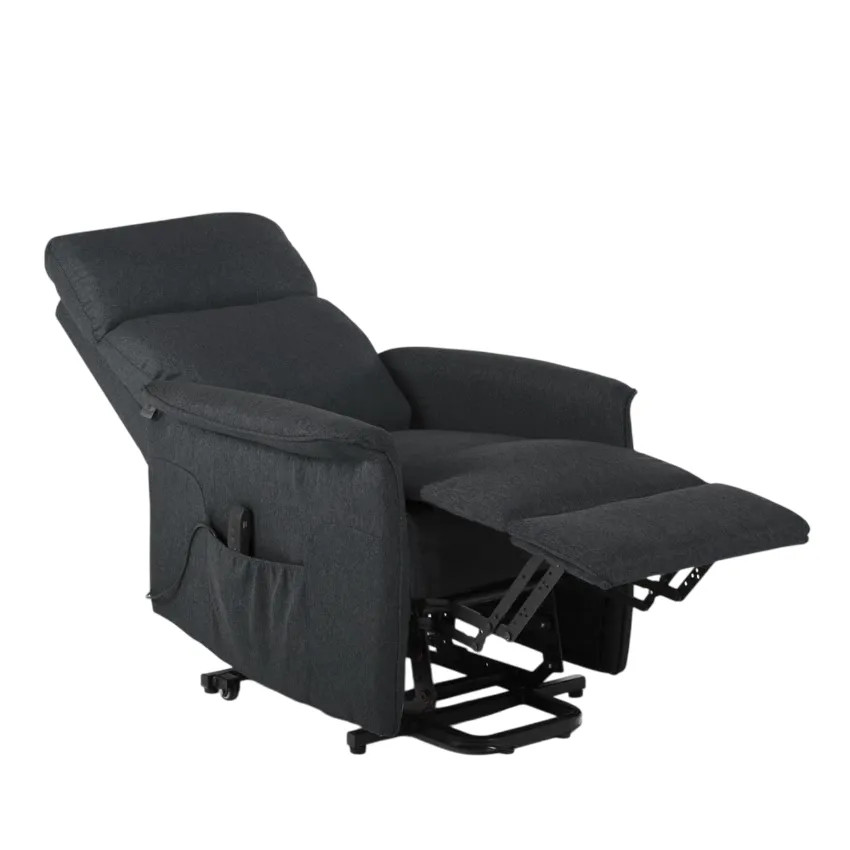 Poltrona relax elettrica con ruote e porta USB tessuto Cielo