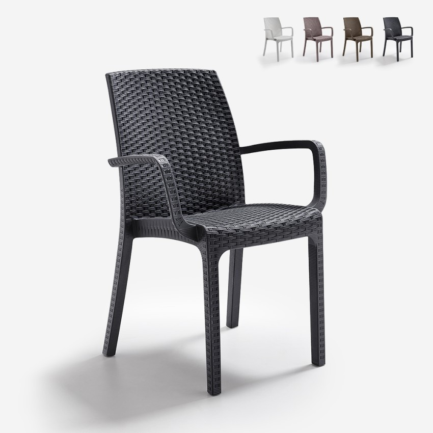 Sedia in polyrattan impilabile con braccioli Viola | Casamati