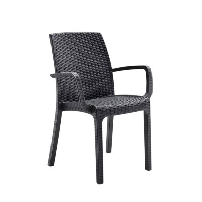 Sedia in polyrattan impilabile con braccioli Viola | Casamati