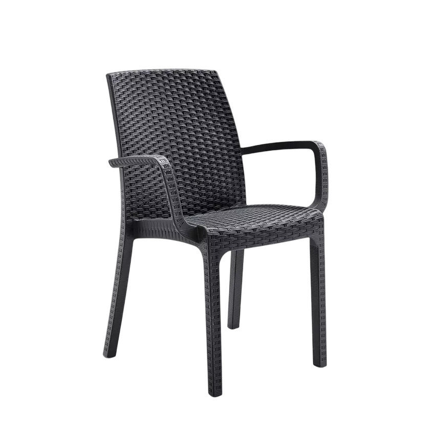 Sedia in polyrattan impilabile con braccioli Viola | Casamati
