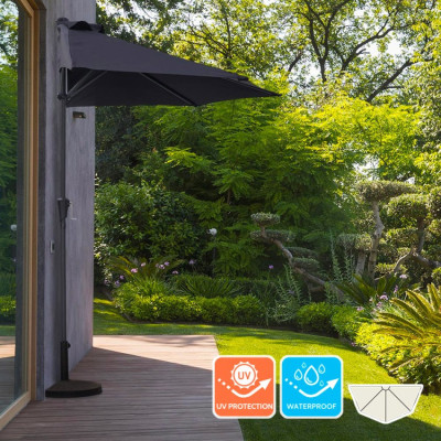 Ombrellone da parete nero Bora per giardino – Casamati