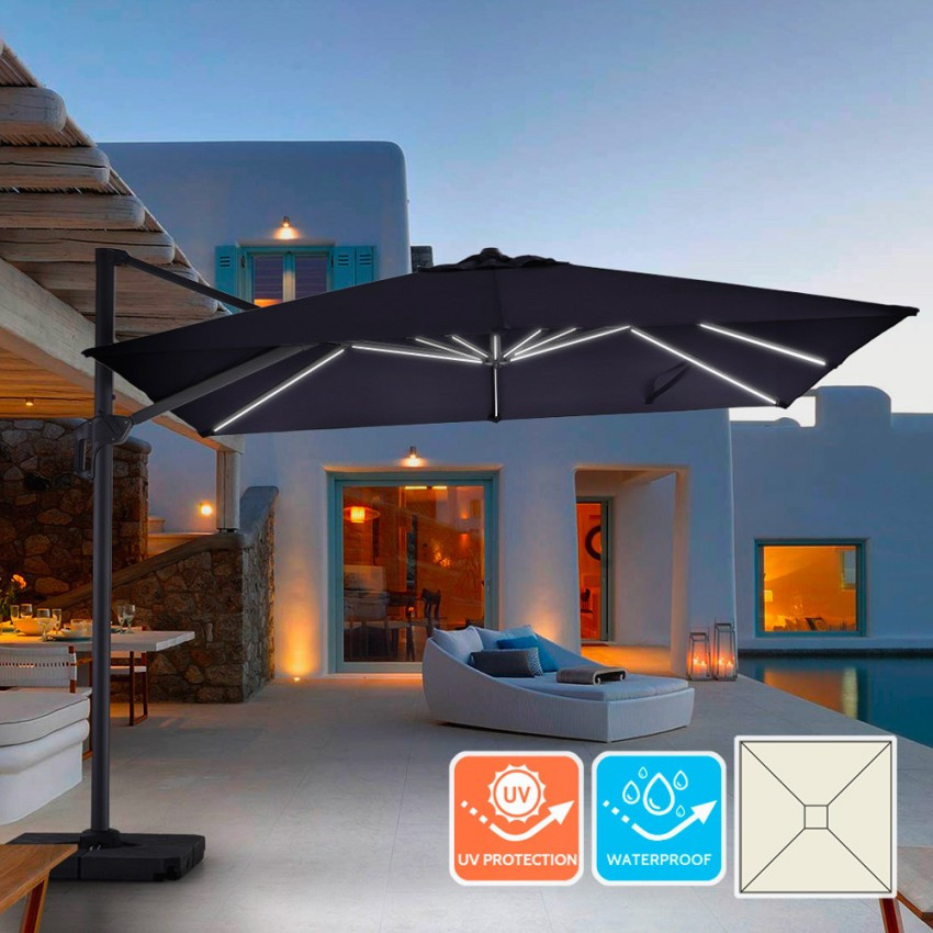 Ombrellone nero 3x3 LED Tido in alluminio – Casamati